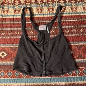 Urban Outfitters Charcoal Button-Front Crop Top size small